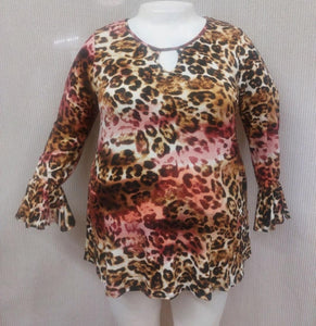 PSFU Leopard Pink Keyhole Shirt Top