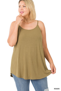 Olivey Khaki V Neck Scoop Neck Reversible Cami Tank Top