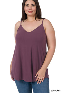 Purple V Neck Scoop Neck Reversible Cami Tank Top