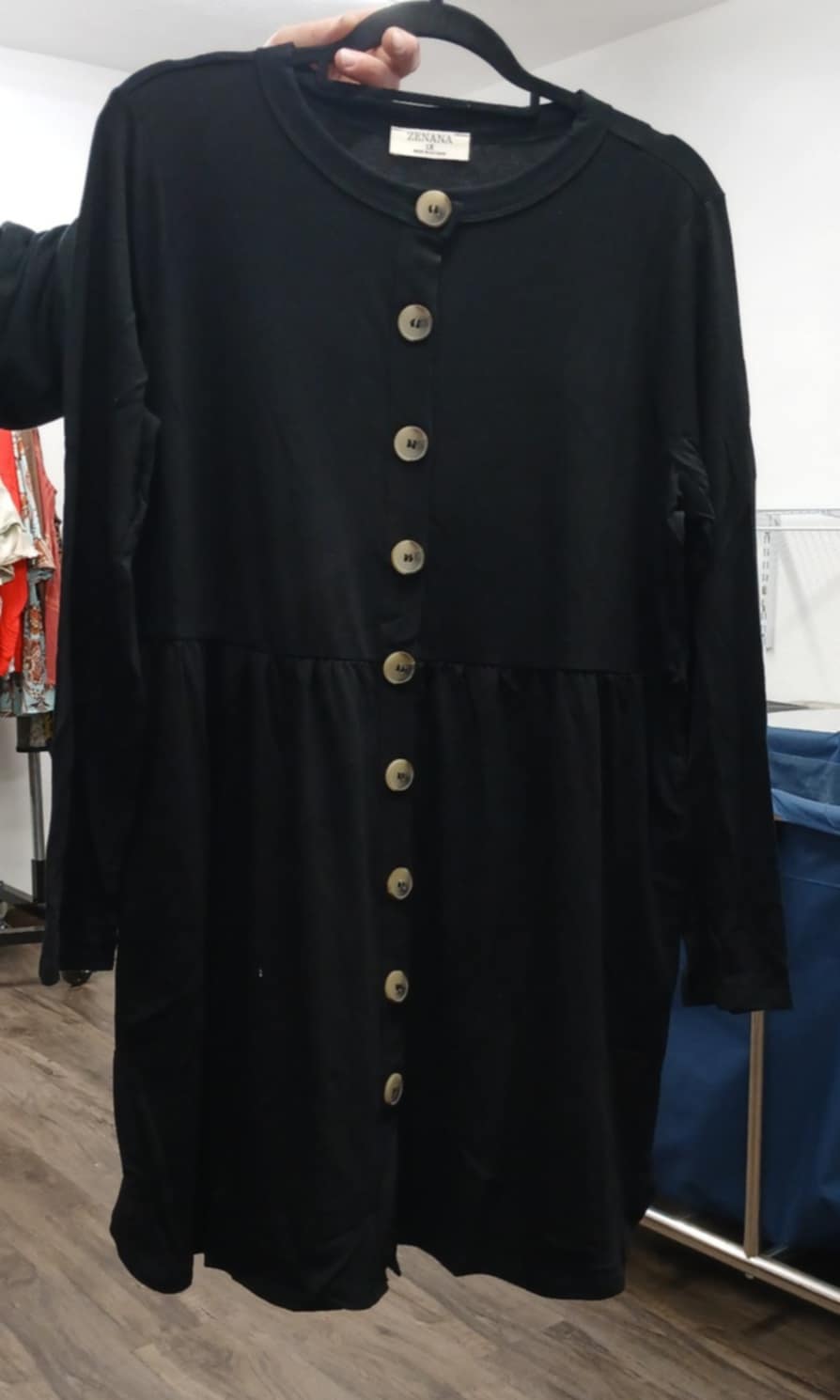 Long Black Button Tunic Shirt or Cardigan