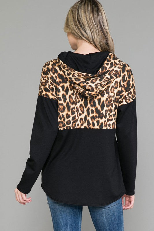 PSFU Black Leopard Print Hoodie Hoody