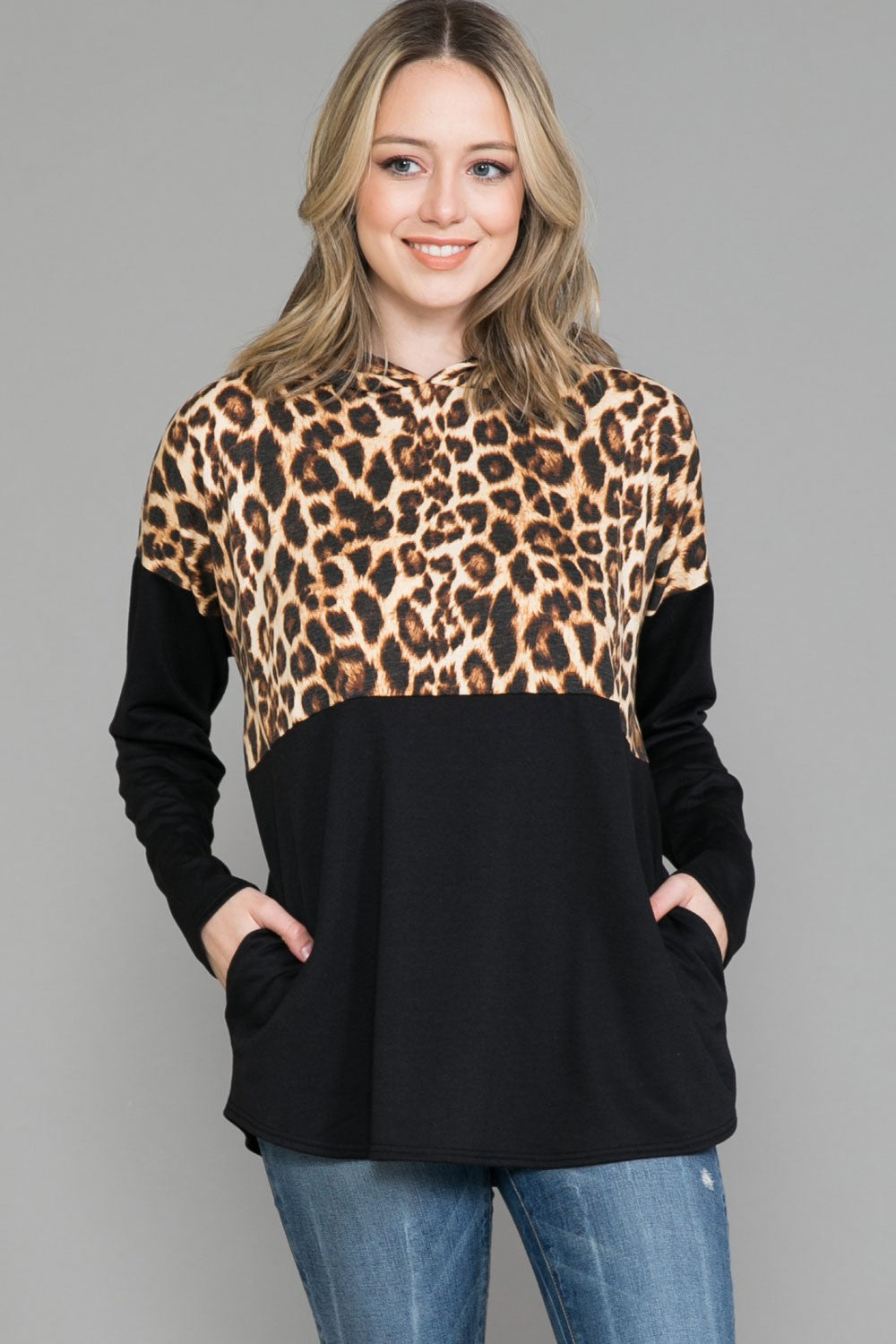 PSFU Black Leopard Print Hoodie Hoody