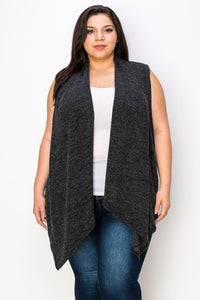 Dark Gray Grey Open Front Vest Layering Piece