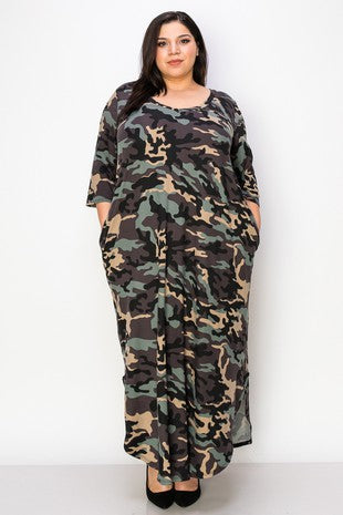 PSFU Camo Print Maxi Dress