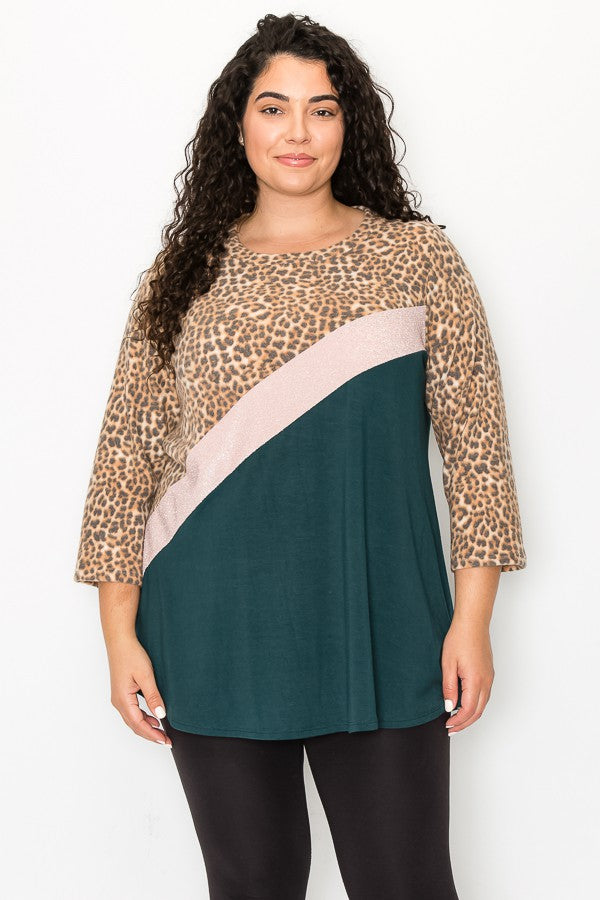 PSFU Leopard Sparkle Green Shirt Top