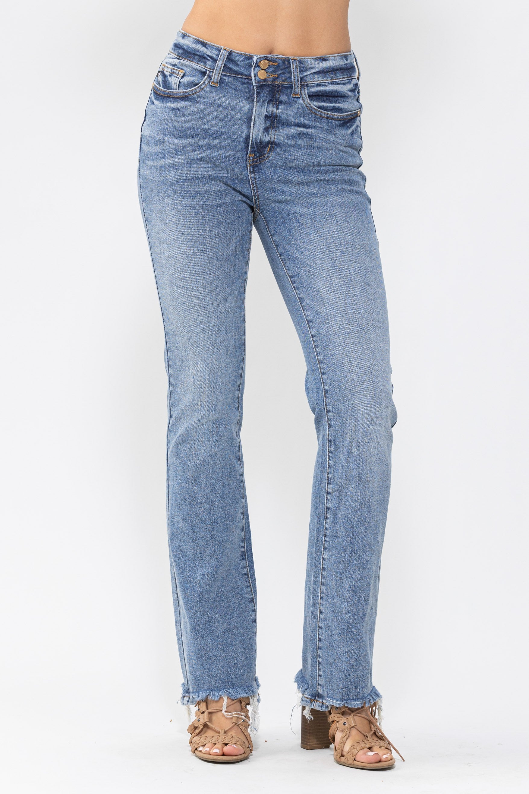 Judy Blues High Waist Double Button Bootcut Jean Jeans