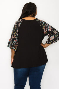 PSFU Black Paisley Sleeves Shirt Top