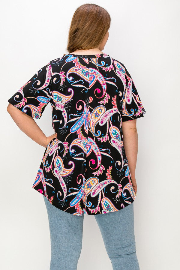 PSFU Black Paisley Shirt Top