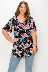 PSFU Black Paisley Shirt Top