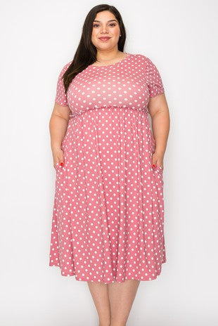 Light Heathered Red Polka Dot Dress