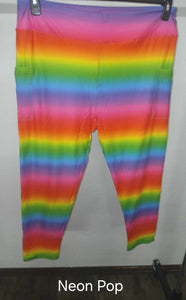 Neon Pop Striped Full Length Legging Leggings w Pockets