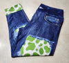 Lime Glitter Cow Faux Denim Capris