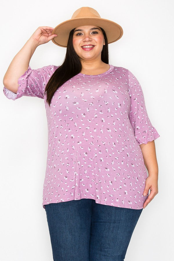 PSFU Light Purple Floral Shirt Top