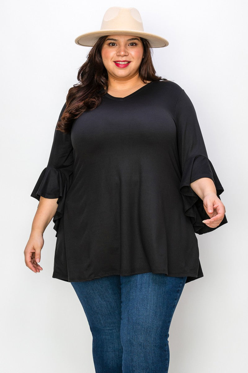 All Solid Black Shirt Top