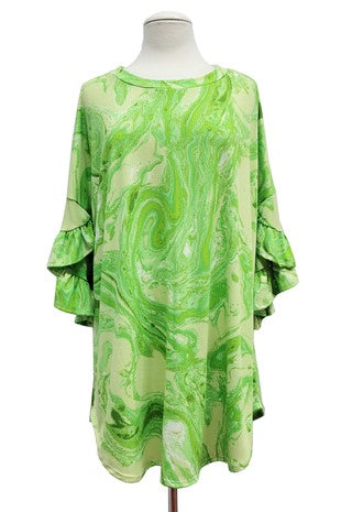 Lime Bright Green Tie Dye Swirl Shirt Top