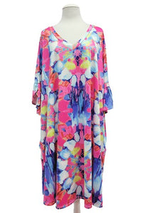 Gorgeous Dress Pink Blue Tiedyesque Dress