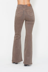 Brown Judy Blues High Waist Garmeny Dyed Flare Jeans Jean