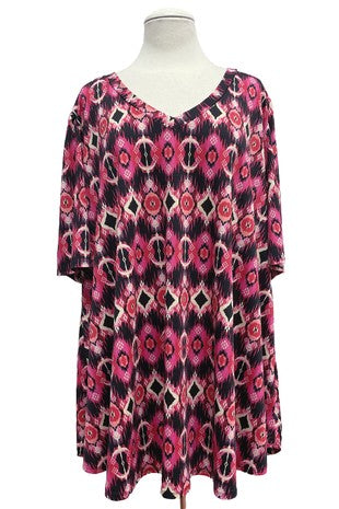 Gorgeous Pink Design V Neck Shirt Top