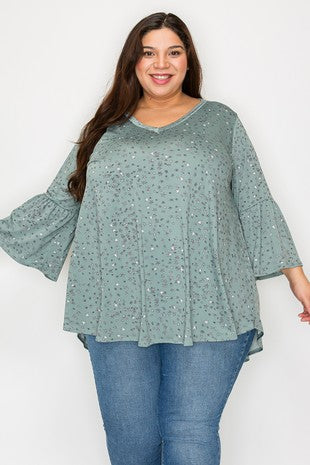 Green Star V Neck Shirt Top