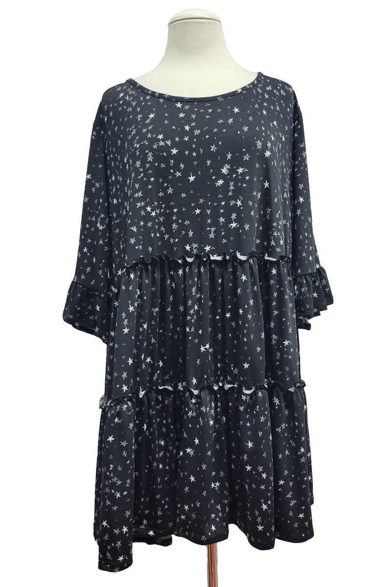 Black Tiered Star Shirt Top Tunic