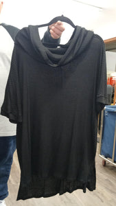 Black Wide Neck Cowl Neck Shirt Top