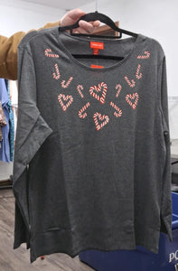 Gray Grey Candy Candy Heart Shirt Top