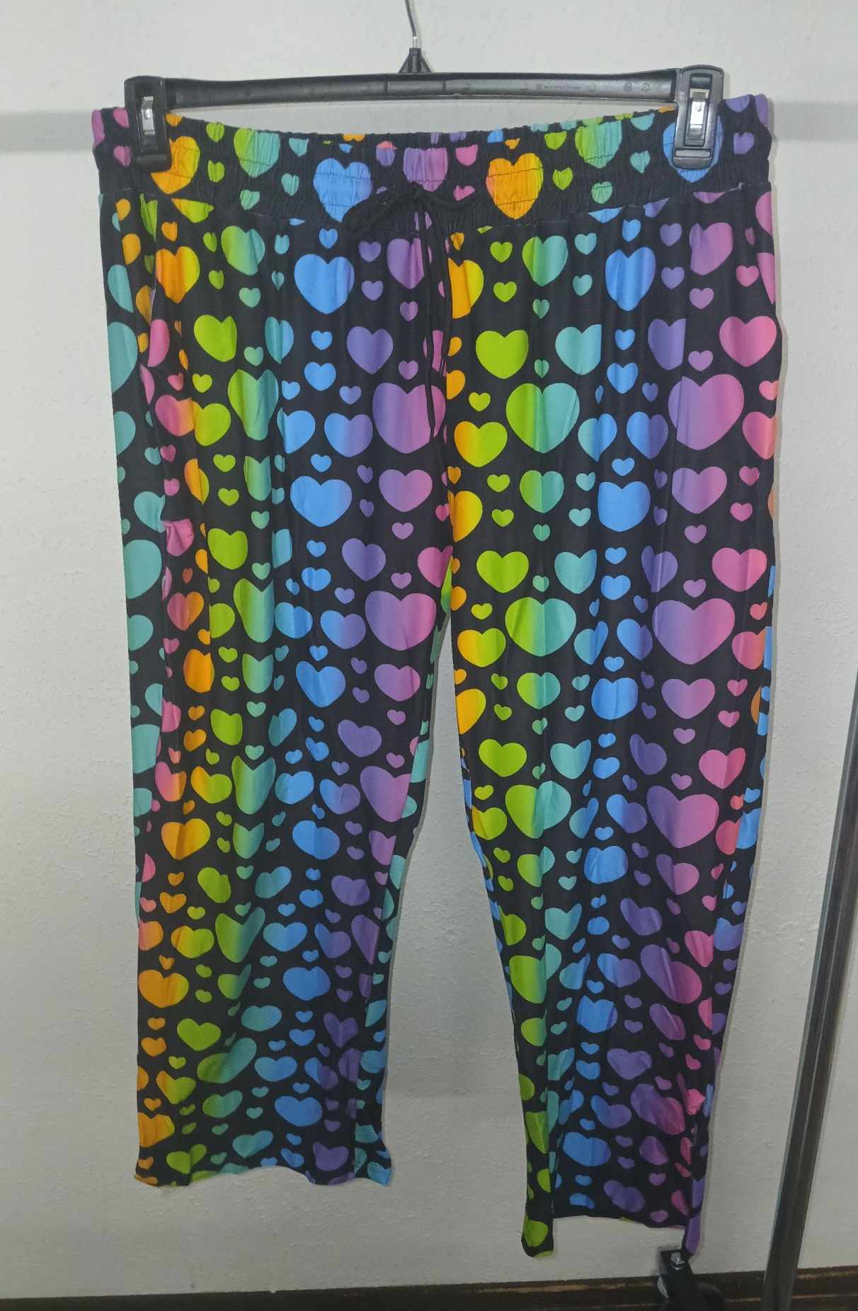 Black Bright Heart Hearts Lounge Pant Pants w Pockets