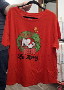 Red Peanuts Charlie Brown Be Merry Shirt Top