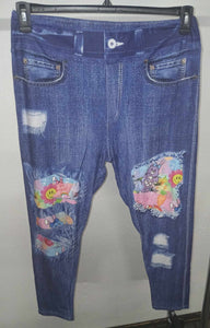 Faux Denim Easter Carebear Full Length Legging Leggings