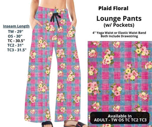 Pink Blue Plaid Floral Lounge Pant Pants