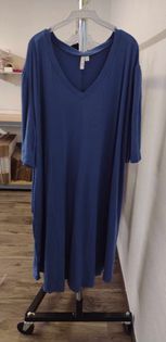 Solid Blue Dress w Flutter Sleeves