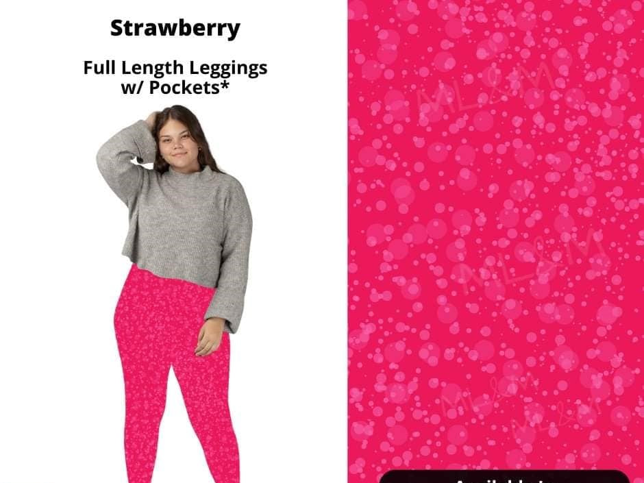Strawberry Color Full Length Legging Leggings w Pockets