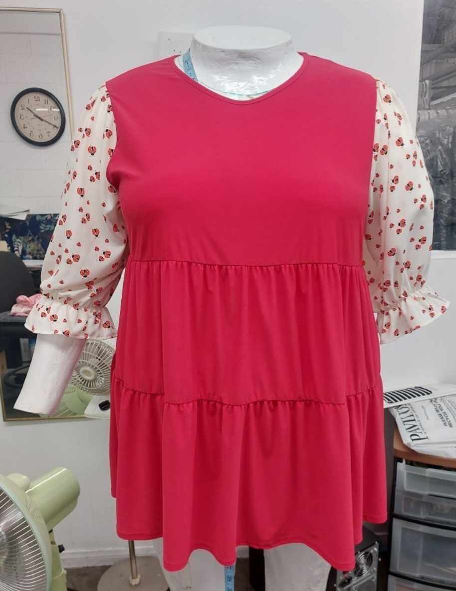 PSFU Red Ladybug Sleeves Shirt Top Tunic