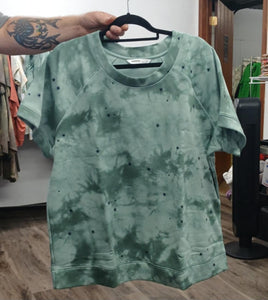 Green Tie Dye Stars Shirt Top