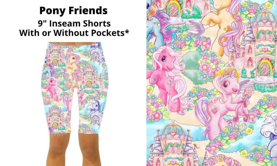 My Lil Pony Stretchy Shorts w Pockets 9" Inseam Length