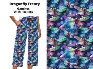 Dragonfly Frenzy Capri Gaucho Gauchos w Pockets