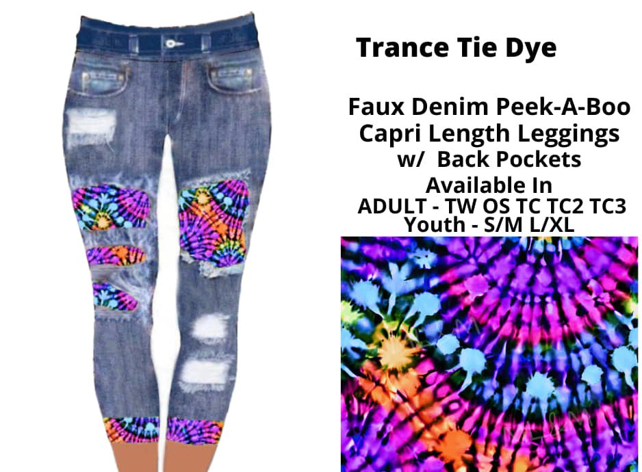 Denim Trance Tie Dye Patch Capri Capris