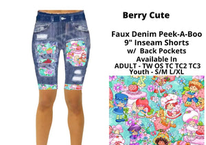 Denim Strawberry Cake 9" Shorts Short