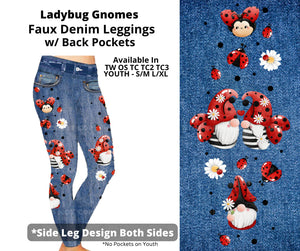 Faux Denim Lady Bug Gnome Gnomes Legging