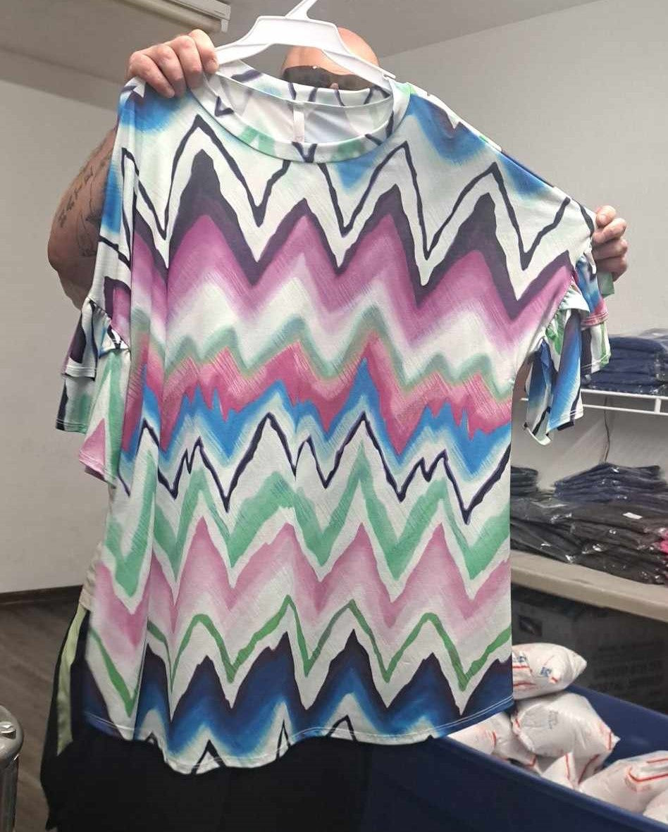 Purple Blue Green Chevron Shirt Top