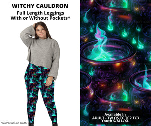 Halloween Witchy Cauldron Full Length Leggings Legging w Pockets