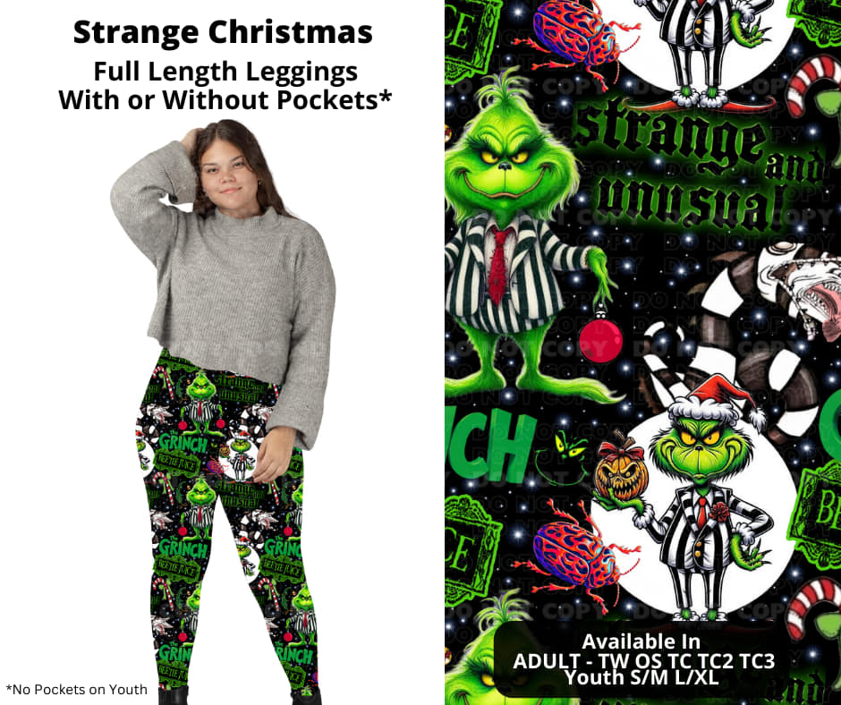 Strange Beetle Juice Christmas Full Length Leggings w Pockets