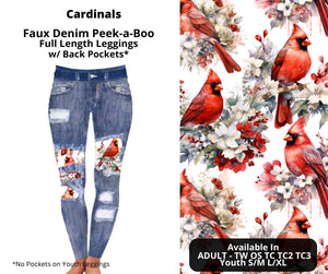 Faux Denim Cardinal Patch Full Length Legging Leggings