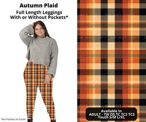 Orange Autumn Plaid Full Length Legging Leggings w Pockets