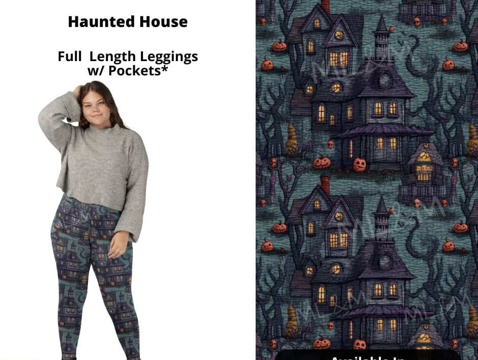 Haunted House Halloween Spooky Legging Leggings w Pockets