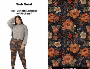 Web Floral Full Length Legging Leggings with Pockets