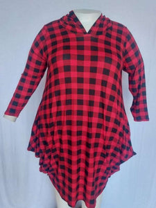 PSFU Red & Black Plaid Hooded Dress