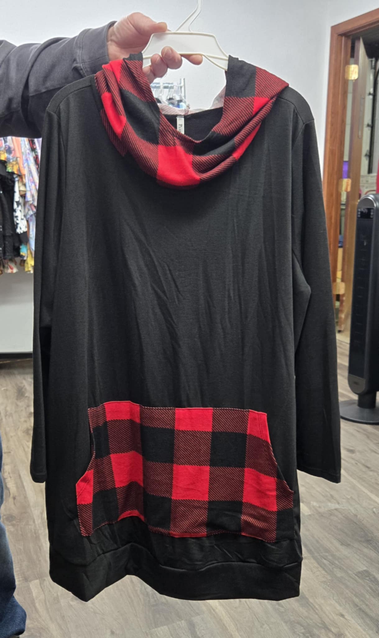 PSFU Black Red Plaid Hoodie