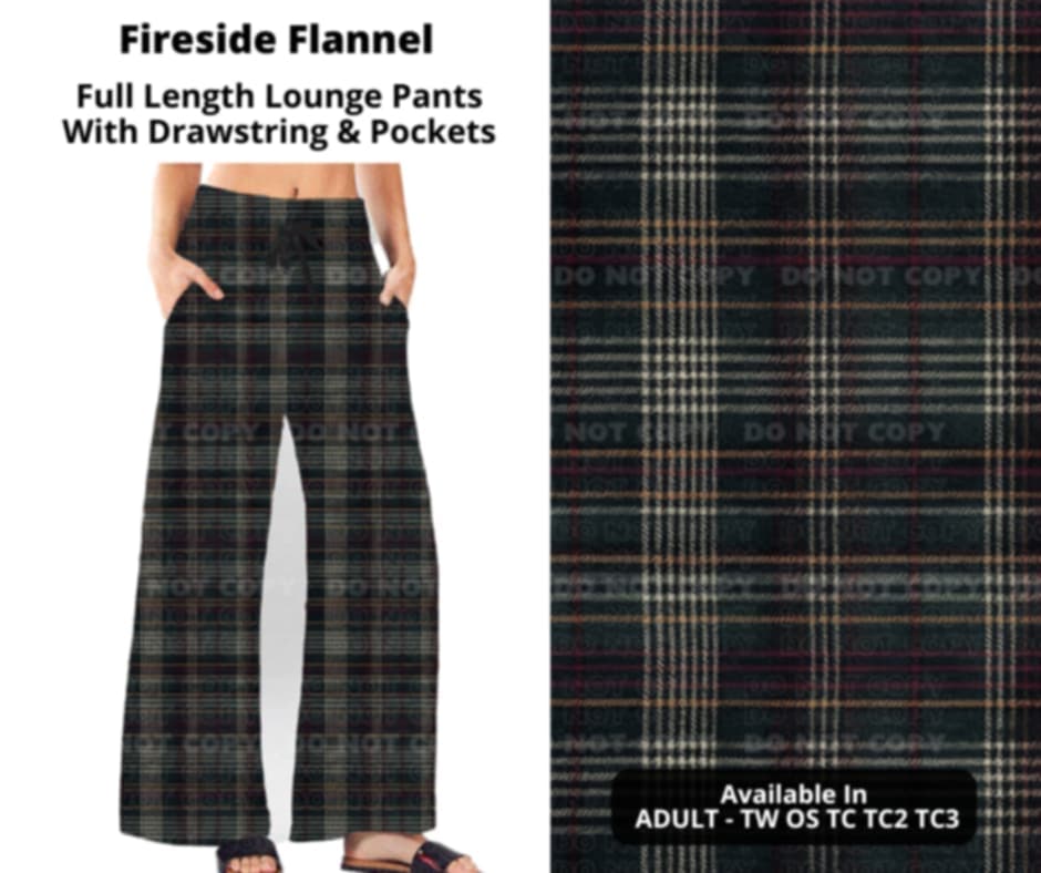 Fireside Plaid Flannel Full Length Lounge Pant pants