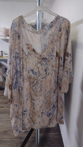 PSFU Brown Blue Watercolor Shirt Top